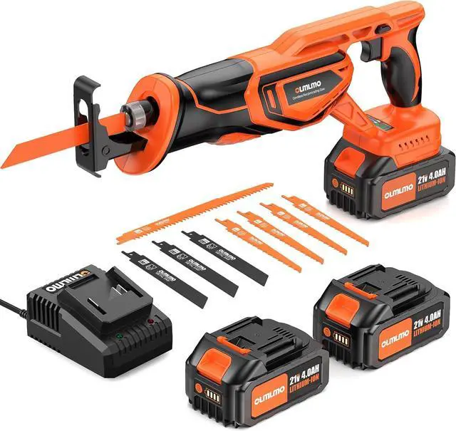 Main image of Saw Cordless, Brushless Cordless Reciprocating Saw with 21V 2*4000mAh Battery, 3000SPM 28mm Reciprocating Stroke, 8 Saw Tool-Free Blade Change Reciprocating Saw for Wood & Metal Cutting