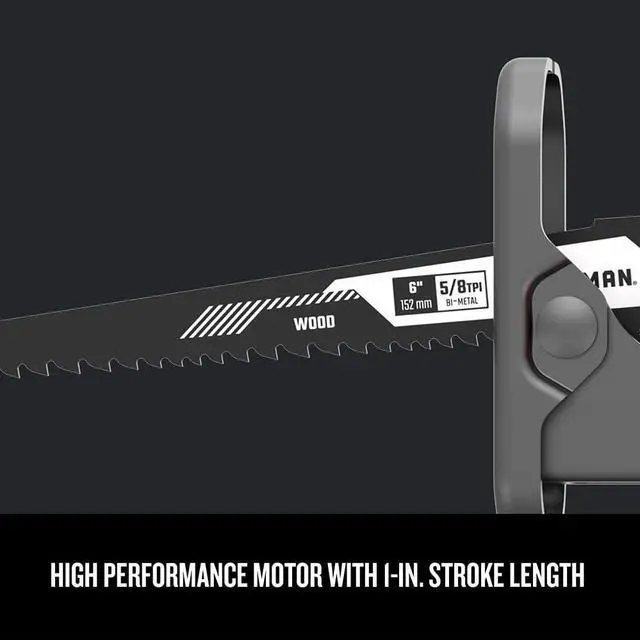 Alt view image 6 of 7 - V20 Reciprocating Saw, Cordless, 3,000 RPM, Variable Speed Trigger, Quick Easy Blade Change, Bare Tool Only (CMCS300B)