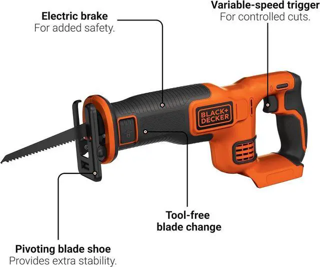 Alt view image 2 of 6 - 20V MAX* POWERCONNECT 7/8 in. Cordless Reciprocating Saw (BDCR20B)