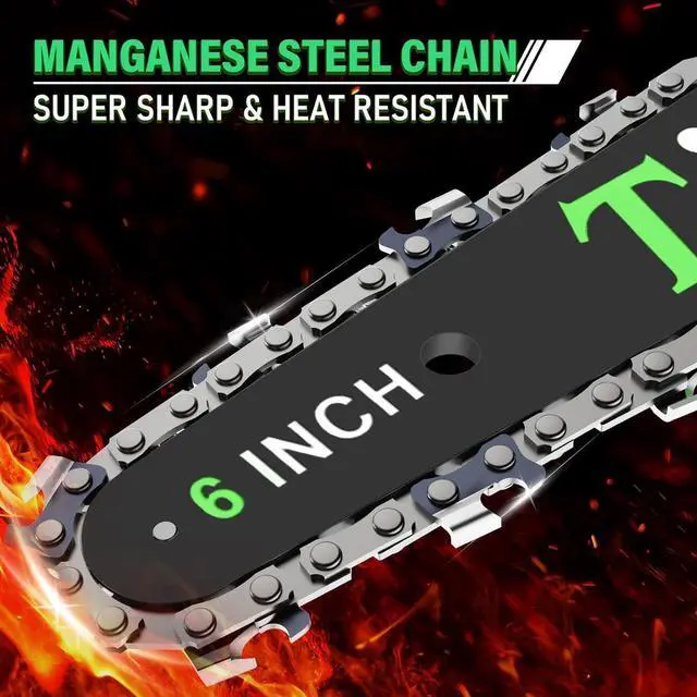 Alt view image 5 of 6 - Chainsaw 6 Inch Mini Electric Chainsaw Cordless Battery Powered, Hand Held Saw for Wood/Trees Trimming, Sawzall for Household and Garden, Stocking Stuffers Gift for Men Dad Husband Gadget 2024