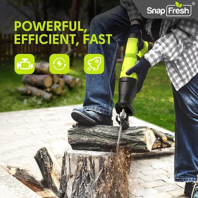 Alt view image 2 of 7 - Cordless Reciprocating Saw for Woods Metal Plastic Cutting, 0-3000 SPM Powerful Motor Reciprocating Saw, Lightweight Cordless Design, Battery-powered