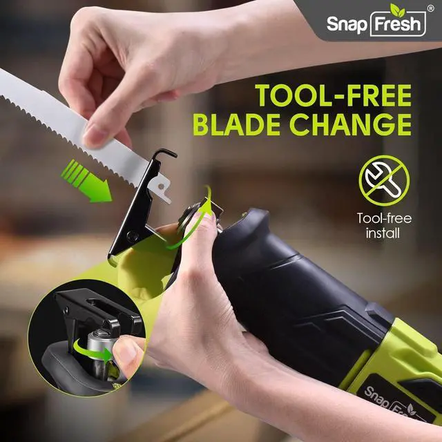 Alt view image 5 of 7 - Cordless Reciprocating Saw for Woods Metal Plastic Cutting, 0-3000 SPM Powerful Motor Reciprocating Saw, Lightweight Cordless Design, Battery-powered