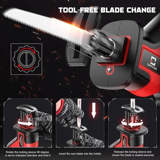 Alt view image 5 of 7 - Cordless Reciprocating Saw for Milwaukee m18 18V Battery, Brushless motor, Variable Speed 0-3000 Spm,Tool Free Blade Change, 4 Saw Blades for Wood/Metal/PVC Cuts (NO Battery Included)