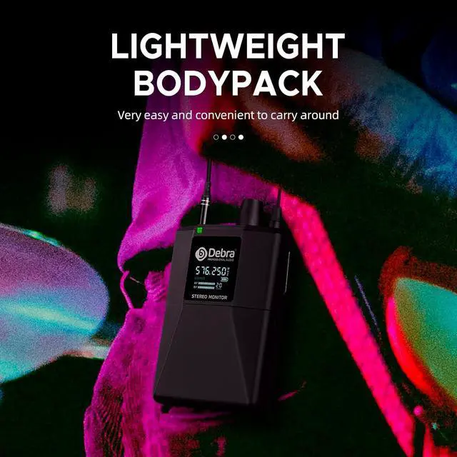 Alt view image 3 of 7 - ST-102 UHF Stereo Wireless in Ear Monitor System,Wireless IEM with Bodypacks and Headsets,530-580Mhz Transmitter and Receiver,Ideal for Stage,Studio,Speech(2 Bodypack with Transmitter)