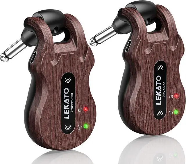 Alt view image 7 of 7 - Wireless Guitar System 5.8 Wireless Guitar Transmitter Receiver Rechargeable Audio Wireless Transmitter Receiver 4 Channels Transmission Range for Electric Guitar Bass (Black)