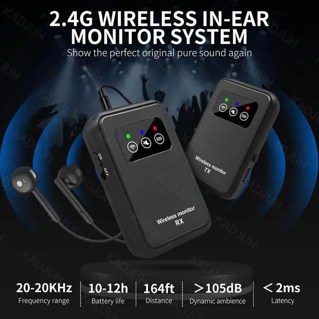 Alt view image 2 of 7 - Stereo Wireless in-Ear Monitor System 2.4G Wireless IEM System Stage Monitor with 90° Rotate Transmitter Beltpack Receiver Automatic Pairing, 164ft for Studio, Band, Live Performance