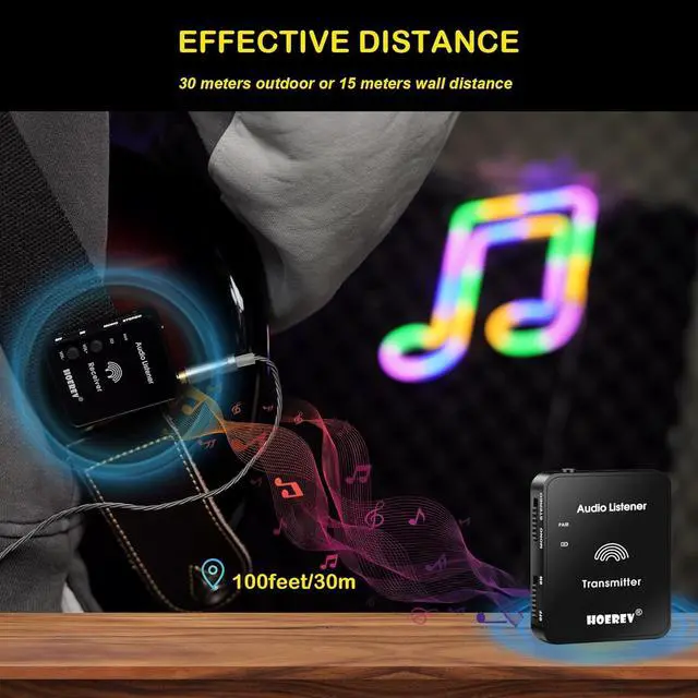 Alt view image 4 of 7 - Wireless in Ear Monitor System Studio Equipment Professional System Transmitter Guitar System with Rechargeable Battery for Studio Band Rehearsal Live Performance Camera Record