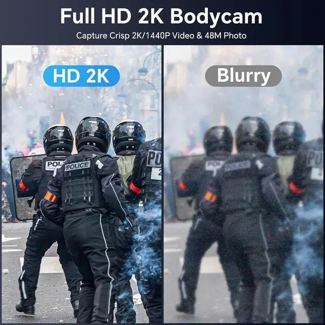 Alt view image 2 of 7 - M5 2K Police Body Camera, GPS Enabled &1440P Body Mounted Cam, 64G Body Cam Built-in 4200MAH Battery,12Hours Record, IP67 Waterproof, Night Vision Law Enforcement with Car Suction Mount