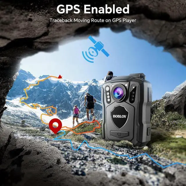 Alt view image 4 of 7 - M5 2K Police Body Camera, GPS Enabled &1440P Body Mounted Cam, 64G Body Cam Built-in 4200MAH Battery,12Hours Record, IP67 Waterproof, Night Vision Law Enforcement with Car Suction Mount
