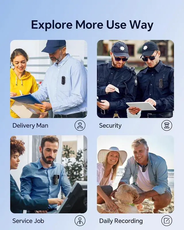 Alt view image 7 of 7 - W1 64GB HD 1080P Body Worn Camera, Wearable Body Camera with 2 Clips, Loop Recording Body Camera Support Time Stamp, Back Clip for Traveling, Driver, Delivery Man, Lecture Recording