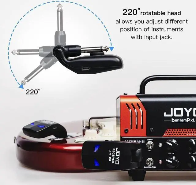 Alt view image 5 of 7 - 2.4GHz Wireless Guitar System 4 Channels Rechargeable Audio Wireless Transmitter Receiver for Guitar Bass Electric Instruments (JW-03)