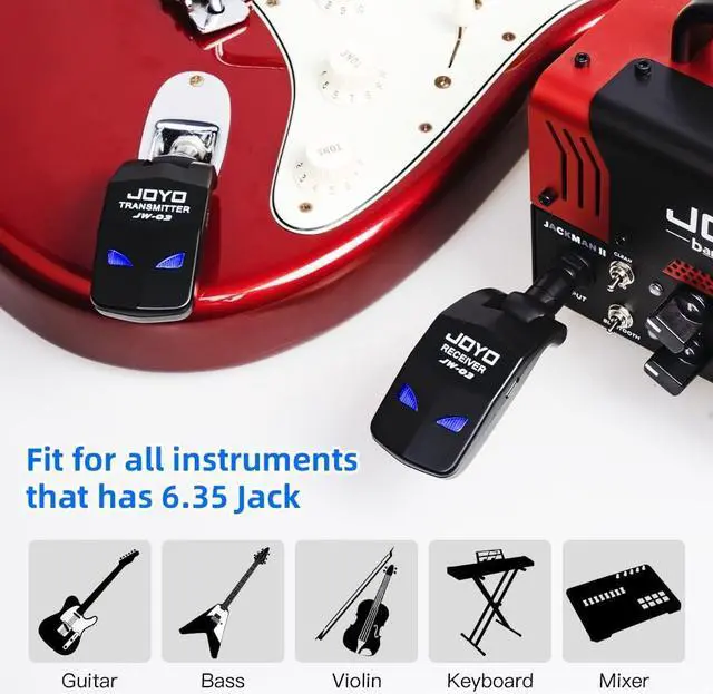 Alt view image 7 of 7 - 2.4GHz Wireless Guitar System 4 Channels Rechargeable Audio Wireless Transmitter Receiver for Guitar Bass Electric Instruments (JW-03)