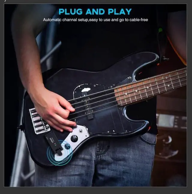 Alt view image 7 of 7 - Wireless Guitar System with Charging Case Rechargeable Wireless Guitar Transmitter Receiver 2.4Ghz Guitar Wireless System for Electric Guitar Bass (WS-100)