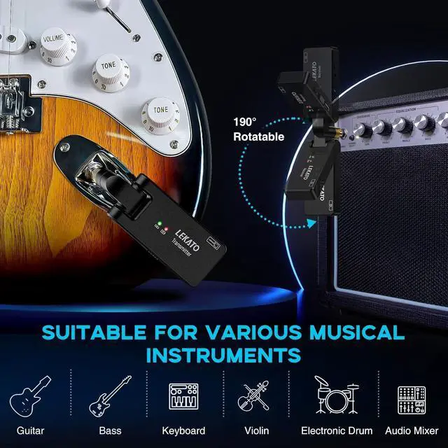 Alt view image 6 of 7 - Wireless Guitar System with Charging Case Rechargeable Wireless Guitar Transmitter Receiver 2.4Ghz Guitar Wireless System for Electric Guitar Bass (WS-100)