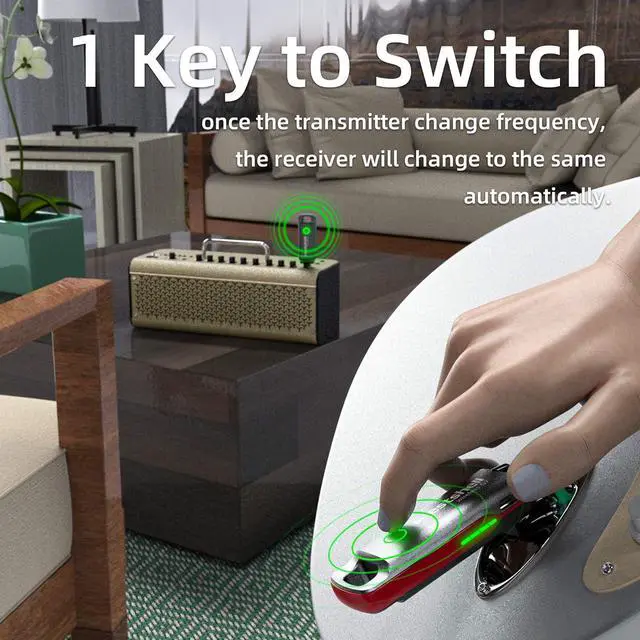 Alt view image 2 of 6 - 1 Key to Switch Wireless Guitar System Wireless Guitar Transmitter Receiver for Electronic Instrument Guitar Amp Digital Electric Acoustic Bass Guitar Accessories