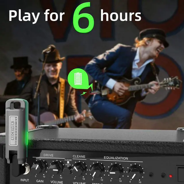 Alt view image 5 of 6 - 1 Key to Switch Wireless Guitar System Wireless Guitar Transmitter Receiver for Electronic Instrument Guitar Amp Digital Electric Acoustic Bass Guitar Accessories