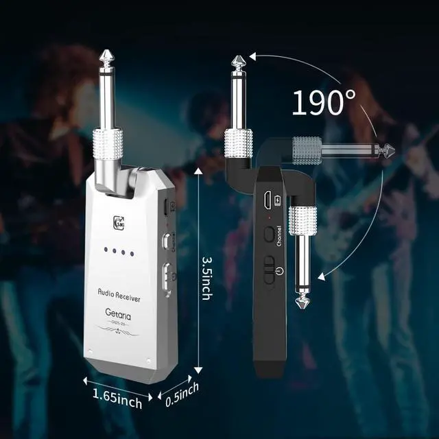 Alt view image 2 of 7 - 5.8GHz Wireless Guitar System Wireless Guitar Transmitter Receiver Set 4 Channels for Electric Guitar Bass