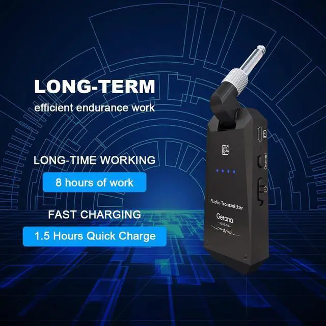 Alt view image 4 of 7 - 5.8GHz Wireless Guitar System Wireless Guitar Transmitter Receiver Set 4 Channels for Electric Guitar Bass