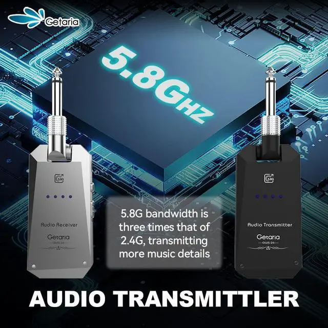 Alt view image 5 of 7 - 5.8GHz Wireless Guitar System Wireless Guitar Transmitter Receiver Set 4 Channels for Electric Guitar Bass