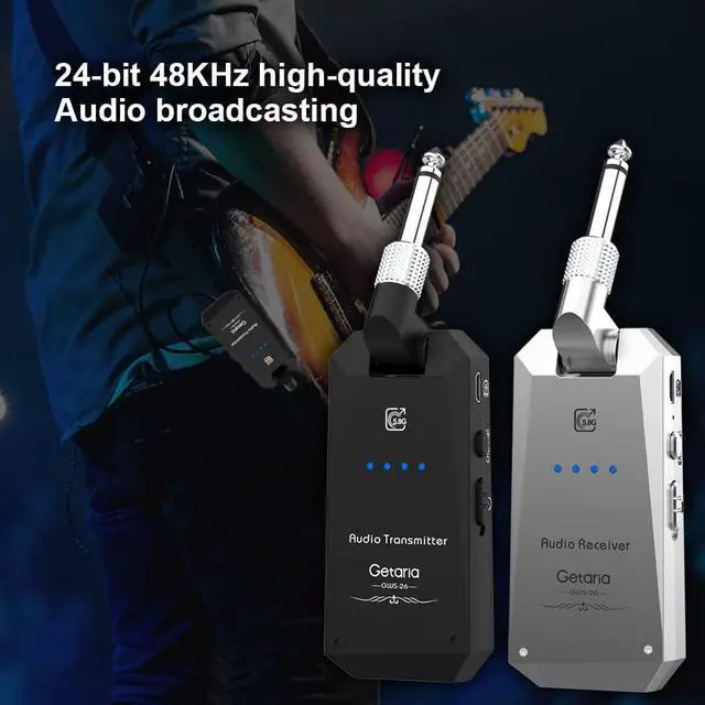 Alt view image 7 of 7 - 5.8GHz Wireless Guitar System Wireless Guitar Transmitter Receiver Set 4 Channels for Electric Guitar Bass