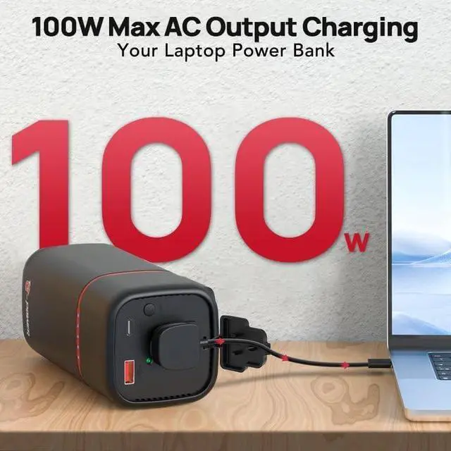 Alt view image 2 of 7 - Portable Power Bank with AC Outlet, 74Wh/20000mAh, 80W (Peak 100W) Laptop Charger, Super Travel Battery Pack for Outdoor Camping, Home, and Office