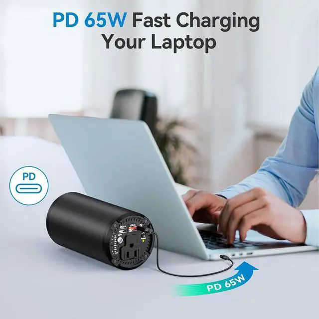 Alt view image 5 of 7 - Portable Power Bank with 100W AC Outlet, 98Wh/27000mAh with 65W PD USB C, Travel Portable Battery Pack Laptop Power Bank for HP, Notebooks, MacBook