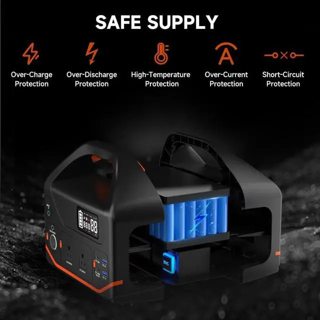 Alt view image 7 of 7 - Portable Power Station 600W,293Wh Portable Generator for Home Use, Quiet Generator for Camping Travel Emergency CPAP Survival Backup Outdoor Apartment,100W PD & 110V Pure Sine Wave AC Outlet