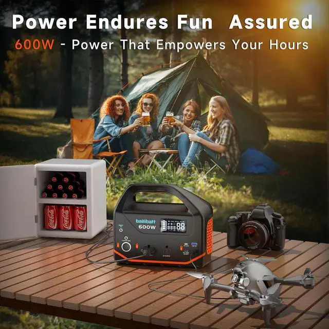 Alt view image 5 of 7 - Portable Power Station 600W,293Wh Portable Generator for Home Use, Quiet Generator for Camping Travel Emergency CPAP Survival Backup Outdoor Apartment,100W PD & 110V Pure Sine Wave AC Outlet