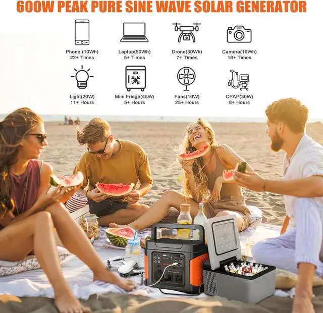 Alt view image 5 of 7 - 400W Portable Power Station, 296Wh Outdoor Solar Generator Backup Ternary Battery Pure Sine Wave Power Pack with AC/DC Outlet, PD 65W USB-C Outlet for Home, Camping, RV, Blackout, CPAP
