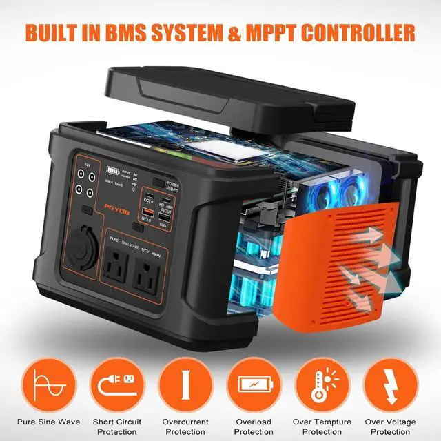 Alt view image 7 of 7 - 400W Portable Power Station, 296Wh Outdoor Solar Generator Backup Ternary Battery Pure Sine Wave Power Pack with AC/DC Outlet, PD 65W USB-C Outlet for Home, Camping, RV, Blackout, CPAP