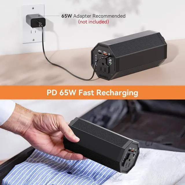 Alt view image 5 of 7 - AC Outlet Laptop Power Bank 65W PD Portable Laptop Charger 100W/27000mAh Power Station Travel Portable Battery Pack for Outdoor Camping Travel Home Office Hurricane Emergency Use