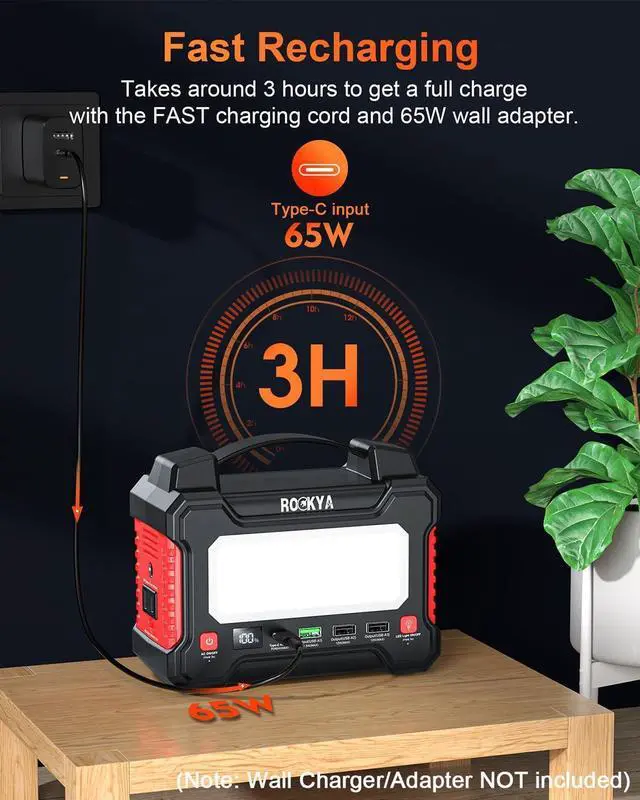 Alt view image 4 of 7 - 166.5Wh Portable Power Station 150W Laptop Charger,Lithium Battery Power Bank Solar Generator with AC outlet & Flashlight (SOS mode) for Home Emergency Outage,Office,Outdoor Camping,RV Travel.