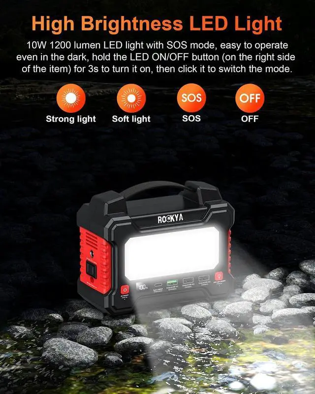Alt view image 5 of 7 - 166.5Wh Portable Power Station 150W Laptop Charger,Lithium Battery Power Bank Solar Generator with AC outlet & Flashlight (SOS mode) for Home Emergency Outage,Office,Outdoor Camping,RV Travel.