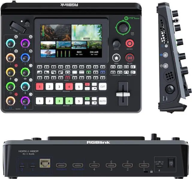 Alt view image 7 of 7 - RGBlink Mini-Edge, All in One Video Mixer Switcher 4K Multi-Cam PTZ Controller with 8-Ch Audio Input, 5-Ch Video Input Video Production Solution for Live Streaming, Podcasting, Content Creation...