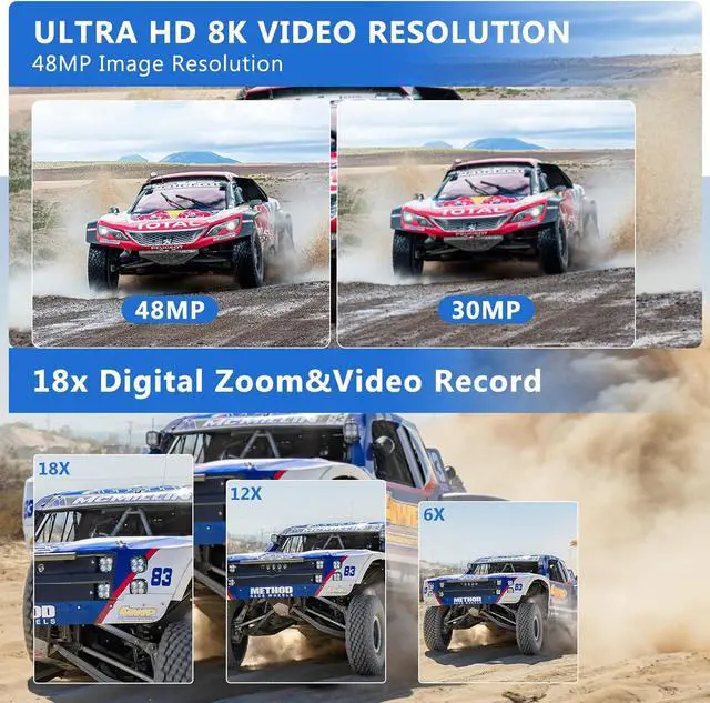 Alt view image 3 of 7 - Video Camera 8k Camcorder 48MP UHD WiFi IR Night Vision Vlogging Camera for YouTube, 18X Digital Zoom 3.0 LCD Screen Digital Camera with Microphone, 32G SD Card, Remote Control and 2 Batteries