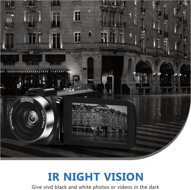 Alt view image 4 of 7 - Video Camera 8k Camcorder 48MP UHD WiFi IR Night Vision Vlogging Camera for YouTube, 18X Digital Zoom 3.0 LCD Screen Digital Camera with Microphone, 32G SD Card, Remote Control and 2 Batteries