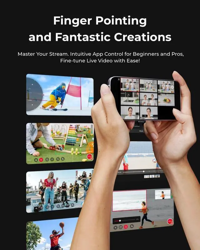 Alt view image 4 of 7 - Smart Remote Combo, Streaming Camera with AI Tracking PTZ, ligent APP, Gesture Control, HDMI/USB-C/Wireless Webcam, Video Cameras for Filming, Worship, Content Creator, etc.