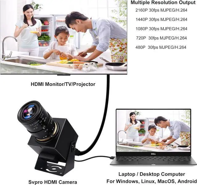 Alt view image 3 of 7 - 4K Camera HDMI USB Dual Interface Manual Zoom Webcam for PC,2.8-12mm CS Mount Lens Camera for Close-up, CMOS IMX415 Industrial Camera for Machine Vision