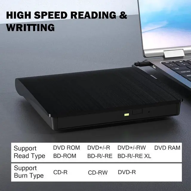 Alt view image 3 of 7 - 5 in 1 External blu ray Drive,Multifunctional USB3.0 Type-C 3D External blu ray Slim Optical Drive CD DVD Drive Burner with SD/TF Port/2 USB3.0 Hubs for pc Windows XP/7/8/10/11, Mac, Laptop