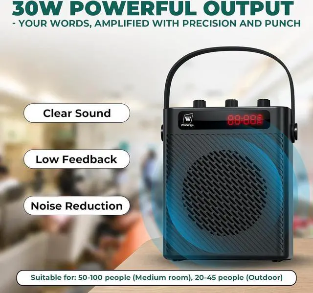 Alt view image 2 of 7 - Wireless Microphone 30W Portable Lightweight Bluetooth 5.3 Mini Pa System for Teachers, 2900mAh Rechargeable Small Speaker with Headset Mic for Classroom, Speaking, Presentation