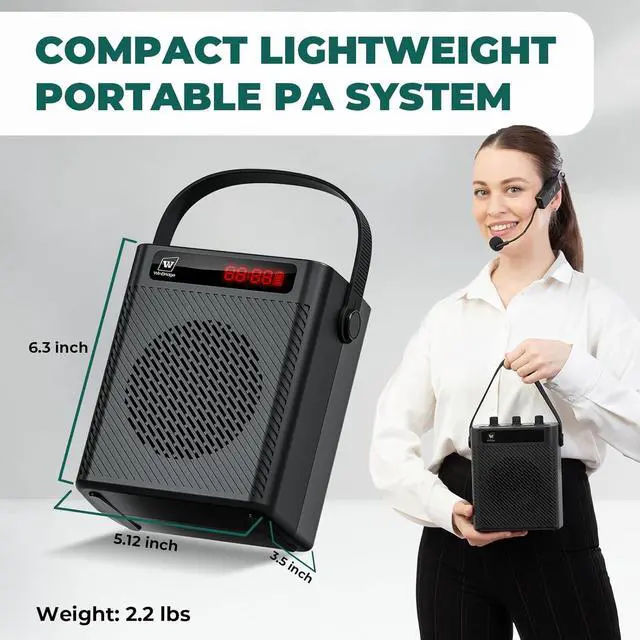Alt view image 3 of 7 - Wireless Microphone 30W Portable Lightweight Bluetooth 5.3 Mini Pa System for Teachers, 2900mAh Rechargeable Small Speaker with Headset Mic for Classroom, Speaking, Presentation