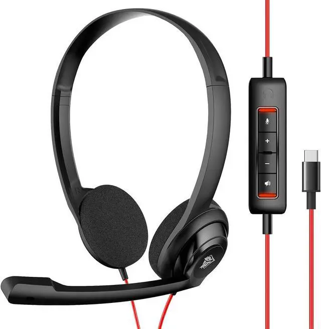 Alt view image 7 of 7 - USB Headset with Microphone for Laptop PC, Headphones with Noise Cancelling Microphone for Computer, On-Ear Wired Office Call Center Headset for Boom Skype Webinars, 5 Packs