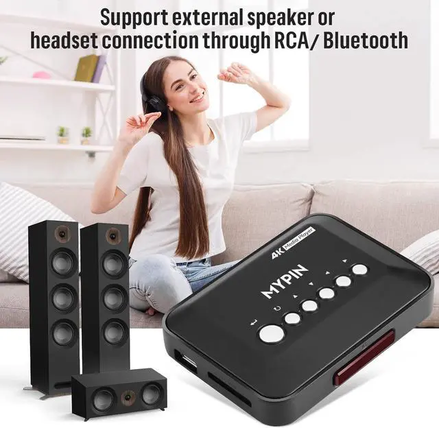 Alt view image 6 of 7 - 4K@30hz HDMI TV Media Player with HDMI/AV Output, Digital MP4 Player for 14TB HDD/ 512G USB Drive/SD Card/H.265 MP4, with Remote Control for MP3 AVI RMVB MPEG etc