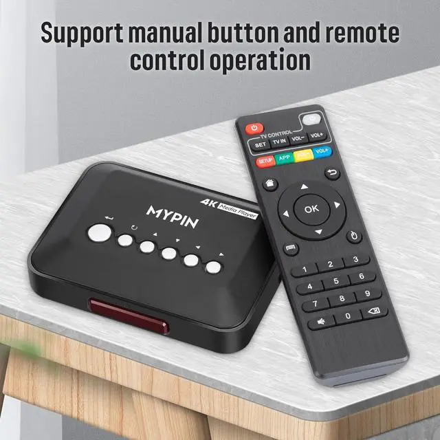 Alt view image 7 of 7 - 4K@30hz HDMI TV Media Player with HDMI/AV Output, Digital MP4 Player for 14TB HDD/ 512G USB Drive/SD Card/H.265 MP4, with Remote Control for MP3 AVI RMVB MPEG etc