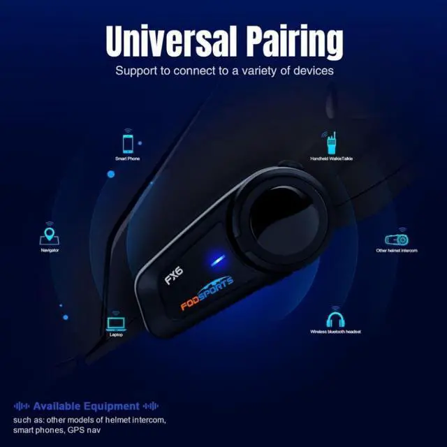 Alt view image 5 of 7 - Motorcycle Bluetooth Headset FX6 1000m 6 Riders Group Motorbike Intercom Waterproof Universal Bluetooth Motorcycle Helmet Communication System Voice Dial/Usable On Charge