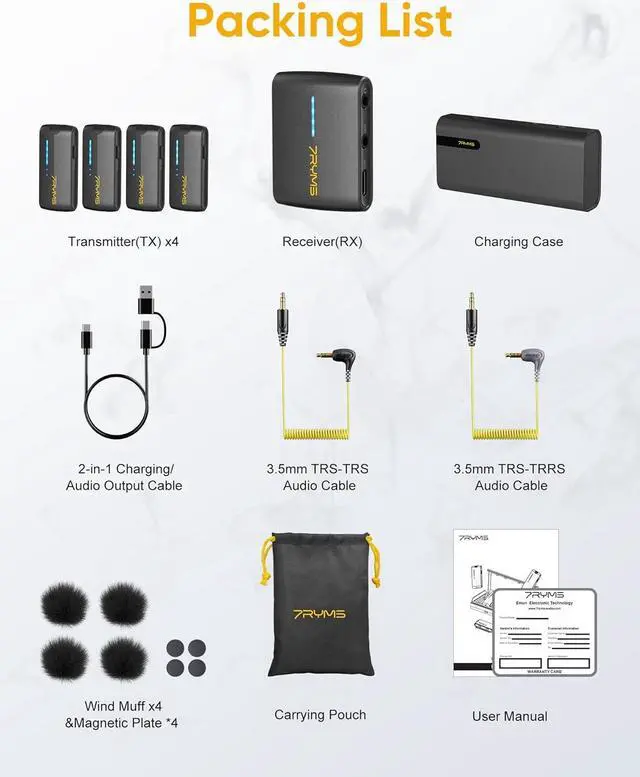 Alt view image 6 of 7 - iRay DW40 Four-Channel Wireless Lavalier Microphone with Charging Case, Noise Cancellation, 656ft Range, 12.5H Working, Lav Mic for Camera, iPhone, Android Phone, Vlogging, Streaming(4TX+1RX)