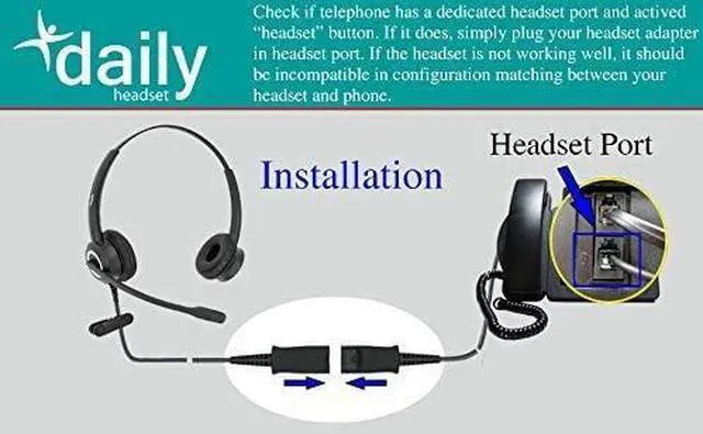 Alt view image 7 of 7 - Office Phone Headset HD Voice for Aastra Avaya Allworx AltiGen Digium IPitomy Telephones, RJ9 & 3.5mm Adapter Cable (Binaural)