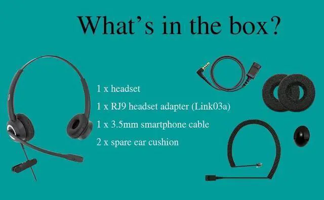 Alt view image 2 of 7 - Office Phone Headset HD Voice for Aastra Avaya Allworx AltiGen Digium IPitomy Telephones, RJ9 & 3.5mm Adapter Cable (Binaural)
