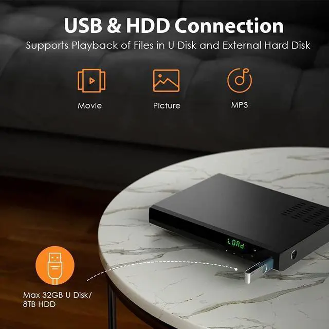 Alt view image 5 of 7 - Blu Ray DVD Player, 1080P Home Theater Disc System, Play All DVDs and Region A 1 Blu-Rays, Support Max 128G USB Flash Drive + HDMI/AV/Coaxial Output + Built-in PAL/NTSC with HDMI/AV Cable