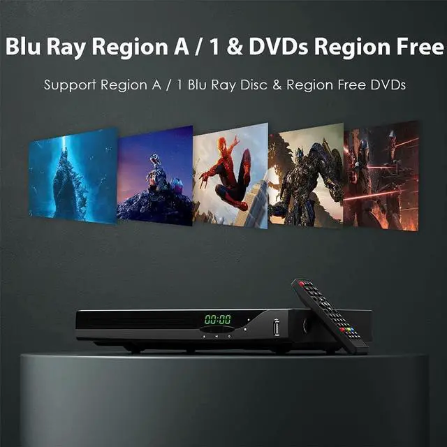 Alt view image 7 of 7 - Blu Ray DVD Player, 1080P Home Theater Disc System, Play All DVDs and Region A 1 Blu-Rays, Support Max 128G USB Flash Drive + HDMI/AV/Coaxial Output + Built-in PAL/NTSC with HDMI/AV Cable